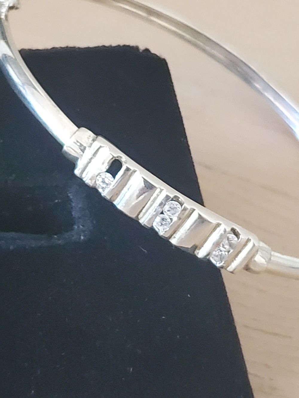 925 Sterling Pave Cubic Zirconia CZ In Line Band Bangle Bracelet